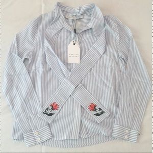 💍NEW ENGLISH FACTORY striped button down tie-neck